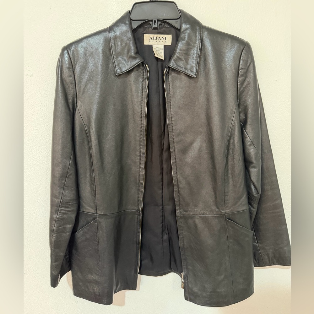Alfani Women's Charcoal Leather Jacket